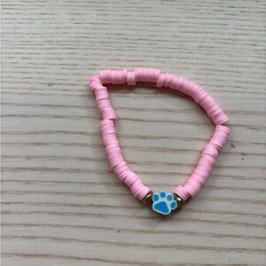 Pink Beaded Bracelet with Paw Charm
